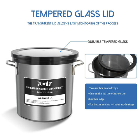PB Motor Tech 3-Gallon vacuum chamber kit with tempered glass lid and stainless steel body