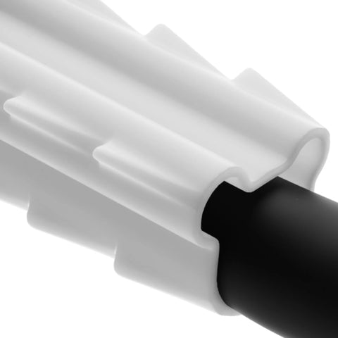 RG6 coax feed-through bushing, white plastic; close-up view for wall passthrough, 10-pack