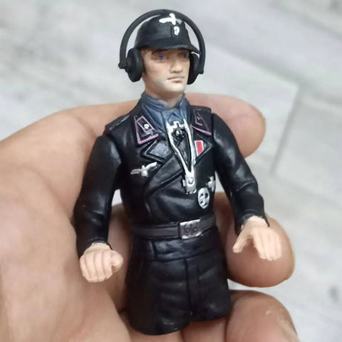 One Sixteenth Scale RC Tank Soldier Figures Set, soldier with small brim helmet, detailed uniform, held in hand