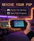 Person holding PSP with 32GB Pro Duo Memory Stick Mark 2 For PSP 1000 2000 3000 And Digital Cameras High Speed Storage Card