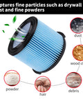 Replacement Filter Kit For 3 To 4.5 Gallon Wet Dry Vacuums Two Pack Three Layer Pleated Filters Captures Fine Particles