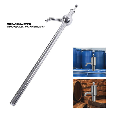 Stainless Steel Manual Oil Transfer Pump Hand Operated Liquid Extractor With Comfort Grip For Quick Barrel Transfers In Workshop Or Garage 180L 200L 300L Barrels, anti-backflow design