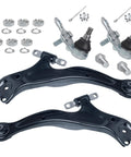 Black front lower control arms and ball joints suspension kit, 4 pcs with 2 arms and 2 joints, mounting hardware