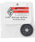 69 Tooth Spur Gear 48 Pitch For Nitro RC TC3 Beefy Black Plastic in packaging, includes part number 150 for easy install.