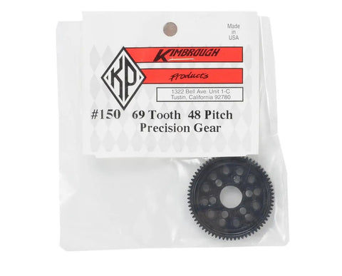 69 Tooth Spur Gear 48 Pitch For Nitro RC TC3 Beefy Black Plastic in packaging, includes part number 150 for easy install.