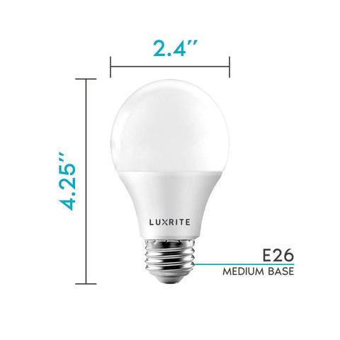 A19 LED Bulbs 60W Equivalent, 800 Lumen Natural White 3500K, Dimmable, Enclosed Fixture Rated, Energy Star, E26 Medium Base, indoor outdoor
