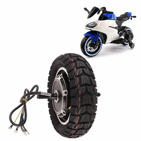 10 Inch Wheel Hub Motor Assembly Delivering Badass Torque 36V To 60V Electric Bike Conversion, showcasing tire and wiring.