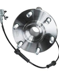 Two Front Wheel Bearing Hubs Assembly Kit Direct Replacement For 2005 Through 2019 Nissan Frontier Pathfinder Xterra And Suzuki Equator 4WD Only Includes Two Front Hubs With Six Bolt ABS Senso Compatible For Front Axle Replacement shown in front view