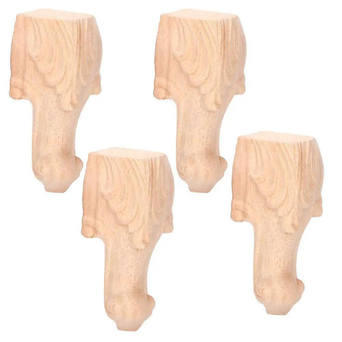 4 Pack European Style Dope Carved Cabinet Legs, Solid Wood Furniture Feet For Tables, Sofas, And Closets, Exquisite Carvings
