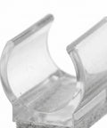 Close-up of U Shaped Chair Leg Caps with Felt Pads and Floor Glides for Tubular Furniture Feet, clear plastic