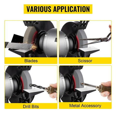Heavy Duty Bench Top Grinder With Smooth Variable Speed Control And 6 Inch Dual Wheels Fueled By A Pure Copper Motor sharpening blades and scissors.