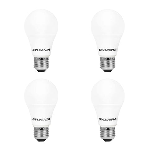 LED Light Bulbs 60W Equivalent A19 Frosted Easy Install Eight Point Five Watt 800 Lumens Bright White Medium Base Four Pack