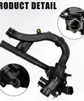Boss Level Heavy Duty Water Pump With Integrated Thermostat Kit For 2015 Through 2022 Mercedes Benz C180 C200 C350e E300 Glc250 300 engine cooling assembly detail view.