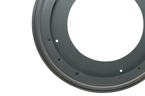 Close-up of Beefy 12 Inch Lazy Susan Bearing With 1000 Lb Load Capacity Metal Frame Ball Bearing Raceway For Smooth Rotation Zinc Coated.