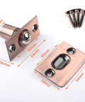 Super Cool Adjustable Ball Door Catches With Roller Beads, pink brass construction for closets and gates, with screws included.