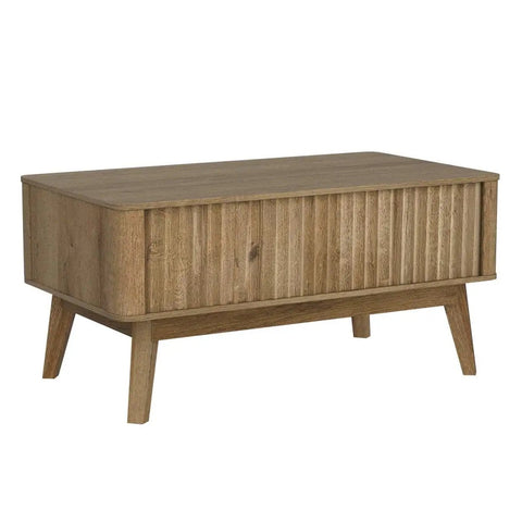Lift Top Coffee Table With Hidden Storage, Mid Century Modern Farmhouse Design, Fluted Oak Finish Living Room Centerpiece That Hits Different And Keeps Your Layout Totally Clear