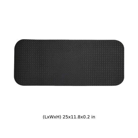 Black PVC silicone exercise bike mat showing anti-slip texture, Ultra Grippy Exercise Bike Mat With Black Nappa Leather 12.2 By 3.9 By 3.9 Inches PVC Silicone Core Double Sided Anti Slip Floor Protector Foldable Gym Pad For Cycling Training And Weight Lifting Minimizes Vibration And Noise.