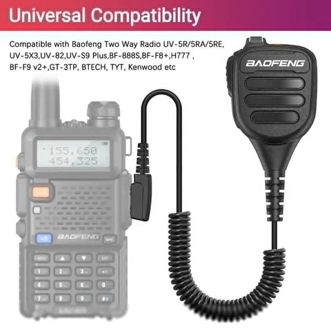Heavy Duty Handheld Microphone With Volume Control for UV5R BF F8HP AR5RM UV21R Kenwood Retevis Walkie Talkies Waterproof IP54