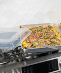 Extra Large High Sided Baking Pan With Lid For Big Batches Uncoated Aluminum Sheet Pan Reinforced Steel Rim Prevents Warping Oven Safe