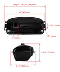 Diagram of gas tank with cap petcock vent for 150cc and 250cc go karts, dimensions labeled, front and side view.