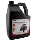 Black jug of TF500A Universal Tractor Transmission And Hydraulic Fluid UTF 4 Gallon Case with label showing a tractor image.