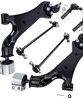 Chevy Equinox Front End Suspension Kit 6pc Replacement For 2010-2017 Includes Front Lower Control Arms With Ball Joints, Sway Bar End Links, And Outer Tie Rod Ends, black steel parts