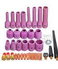Gas Lens Collet Body And Long Nozzle TIG Torch Kit For SR WP 9 20 25 41 Piece Pro Grade Consumables Set With Back Cup And Back Cap