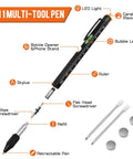 Diagram showing features of 9 In 1 Multitool Pen Gift For Dad From Daughter Son Wife Stocking Stuffers For Easter Birthday Christmas Husband
