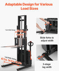 VEVOR Full Electric Pallet Stacker With 3300 Lb Load Capacity And 130 In Max Lifting Height adjustable fork width 8.66-31.1 inches
