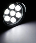 Brightest Solar Flag Pole Light 3 In 1 Design With Dual Brightness LED spotlight showing seven illuminated LEDs