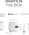 What's in the box - Smart Air Conditioner Controller with Built-In Air Quality Sensor, power plug, Micro-USB cable included.
