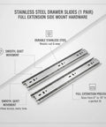 Full Extension Stainless Steel Side Mount Drawer Slides For Cabinets And Furniture Let You Reach The Back Easily With A Smooth Glide Built To Last 1 Pair