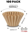 Top Shelf Small Coffee Filters For Kalita Wave 155 One To Two Cup Canadian Wood Pulp Pack Of 100, laying flat 155mm.