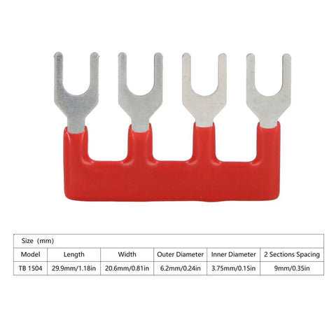 Cuttable Fork Type Jumper Block Terminal Strips 100V 15A Pack Of 15 With PVC Flame Retardant Shell Premium Copper Conductor Part TB1504