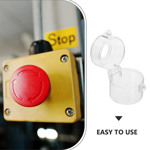 Emergency Stop Button Cover With Durable Plastic Guard 2.16 Inch Push Button Lockout Protector with open transparent ABS shield