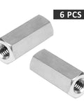 Six Pack M10 x 1.5 Hex Coupling Nuts 30mm Length 17mm Width Stainless Steel Rod Connector Nut Set Durable Threaded Nuts Replacement