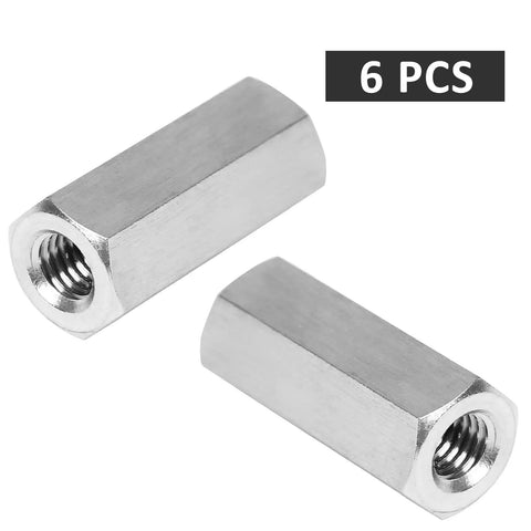 Six Pack M10 x 1.5 Hex Coupling Nuts 30mm Length 17mm Width Stainless Steel Rod Connector Nut Set Durable Threaded Nuts Replacement