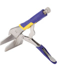 Sturdy 10 Inch Locking Pliers Made From Carbon Steel With Anti Slip Rubber Handles And Adjustable Screw For Tight Clamping Pressure To Handle Any Rigged Job Around The Shop Or Garage Real Tough Stuff, showcasing duckbill jaws.