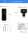 Ceiling Fan Remote Control Replacement With 3 Speed Light Dimmer And Color Changing Modes Remote Only No Fuss Install Four Dip Switches For 304 MHz Fans Compatible With A25 TX028C S Remote showing size, wall mount, screws, and manual