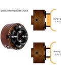 Front view of SIIIXS 4-inch self-centering 4-jaw wood lathe chuck with 1in×8TPI and 3/4in×16TPI adapters