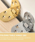 Self Locking Folding Table Hinges 180 Degree Flipping Tops Zinc Alloy 4 Pack Flush Closing For Sewing Machine Tables And Folding Desks