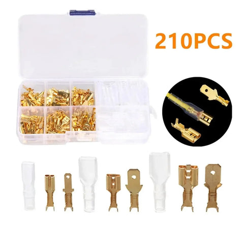 Dope Set Of 210 Insulated Spade Crimp Terminals In 2.8mm 4.8mm And 6.3mm Sizes Perfect Seal For Electrical Wire Connectors And Crimping Terminal Assortment Kit That Gets The Job Done Right, 210-piece clear case