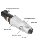 Pro Industrial Grade Badass Air Powered Impact Wrench Featuring Ultra Rugged Dual Hammer Operation And Smooth Speed Tuning controls and nozzle chuck.