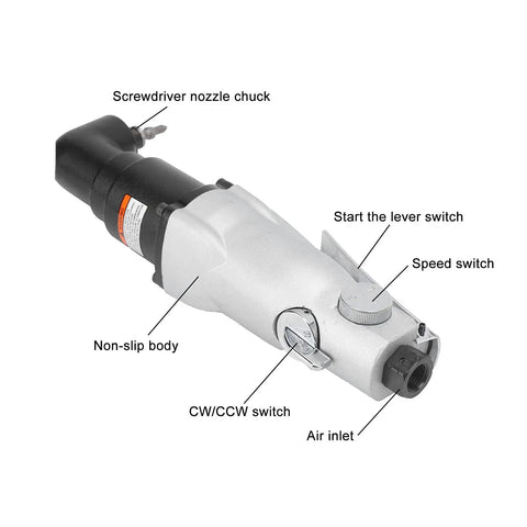 Pro Industrial Grade Badass Air Powered Impact Wrench Featuring Ultra Rugged Dual Hammer Operation And Smooth Speed Tuning controls and nozzle chuck.
