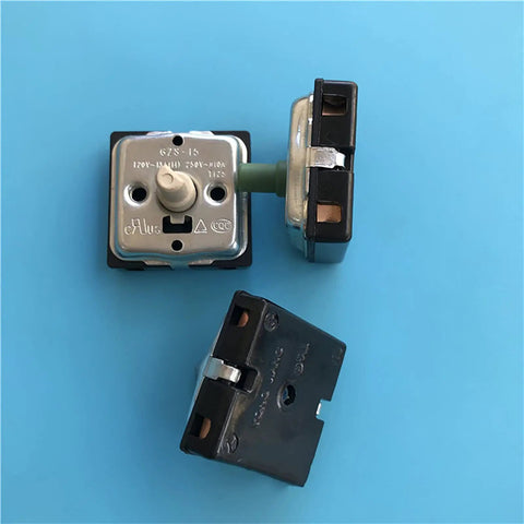 4 Position Rotary Switch For Electric Heaters And Radiators With 2 Gear 3 Gear Or 4 Gear Options, shown disassembled on blue background
