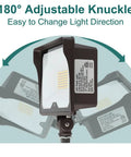55W LED Flood Light With Dusk To Dawn Photocell showing 180° adjustable knuckle mount for easy light direction change.