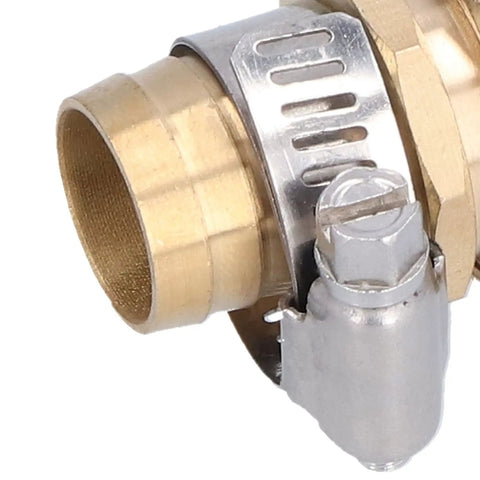 Brass Garden Hose Repair Kit 34 To 58 Inch Connector Set For High Pressure Water Lines With Rubber Washers For A Leak free Seal On Any Outdoor Faucet Hookup, close-up