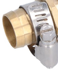 Arythia 3 Pack Solid Brass Garden Hose End Repair Kit with Male Female Connectors For 5/8 Inch And 3/4 Inch Tubing, Leak Proof Fittings To Fix Cracked Hoses Fast No Messy Glue Needed Save Cash Today brass hose end with clamp detail