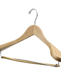 Natural Wooden Suit Hangers With Non Slip Bar And 360 Degree Swivel Hook For Men Heavy Duty Coat Hangers Smooth Finish Durable
