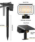Outdoor Solar Lights Waterproof Super Bright Cool White 6500K LED with solar panel and 100 LED beads for garden use.